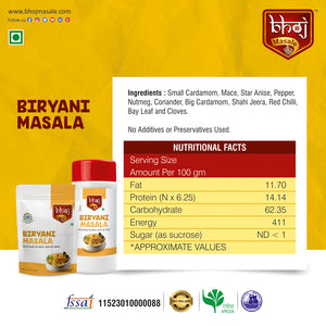 Biryani Masala Powder - PET JAR 500 GM By Bhoj Masale