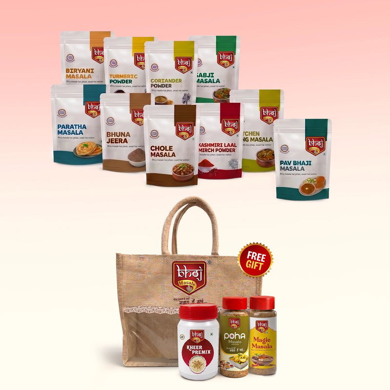 Bhoj India Souvenirs Gift Hamper – NRI Special | 14 Products + Designer Jute Gift Bag