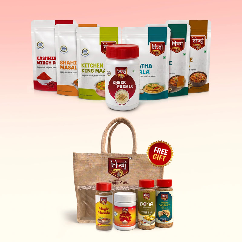 Bhoj Premium Festive Hamper | 11 Food Products + Designer Jute Gift Bag | 1.66kg Net Weight