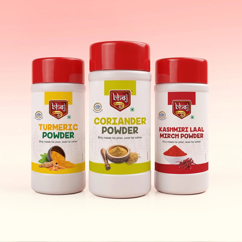 Bhoj Turmeric Powder, Coriander Powder & Kashmiri Laal Mirch Powder Combo – 1.35kg (3 × 450g)