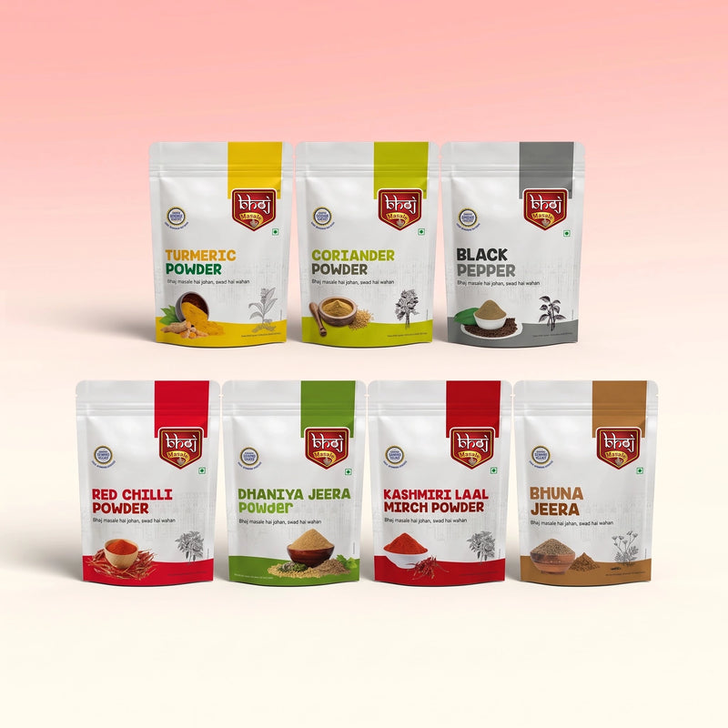 Daily Use Masale Combo 1.4kg (7 x 200g Zip Lock Pouches) | The Foundation of Every Indian Kitchen