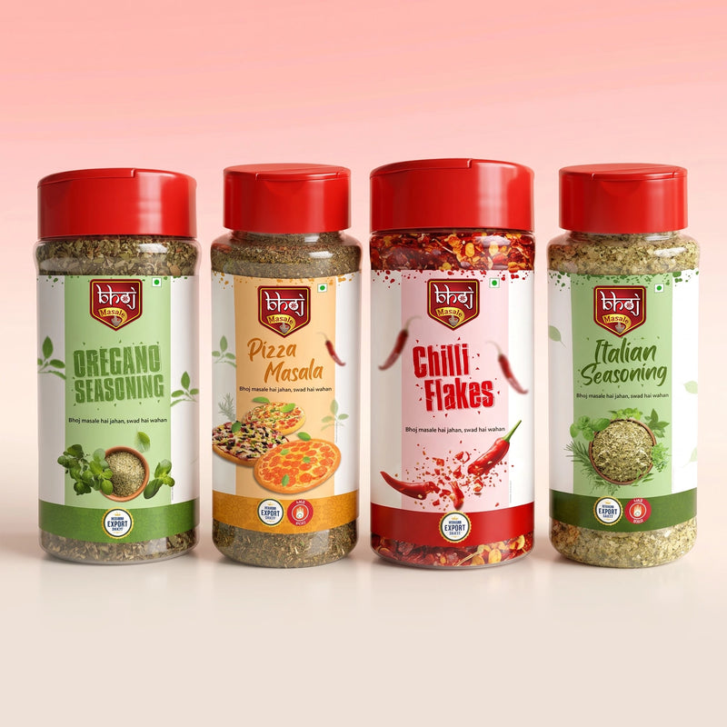 Global Flavours Seasoning Combo Pack 180g | Oregano, Pizza Masala, Chilli Flakes & Italian Seasoning