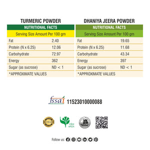 Turmeric Powder & Dhania Jeera Powder Combo 400gm (2 × 200g each)