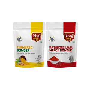 Turmeric & Kashmiri Lal Mirch Powder Combo 400gm  (2 x 200g each) - Bhoj Masale