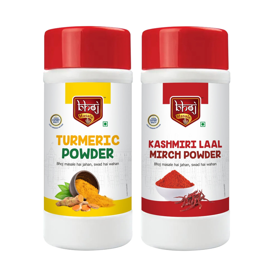 Turmeric Powder, Kashmiri Laal Mirch Powder Combo Pack 1000g by Bhoj Masale