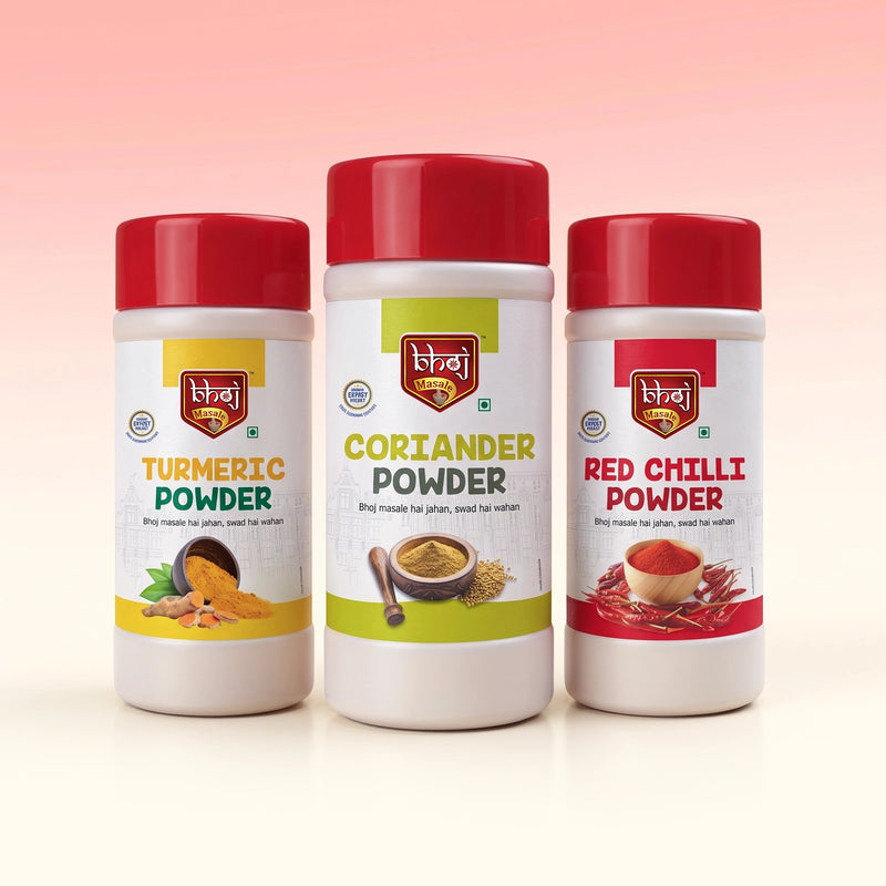 Turmeric (Haldi), Coriander (Dhaniya) & Red Chilli (Laal Mirchi) Powder Combo 1.5 kg (3x450g nt wt) | The Complete Trio for Everyday Indian Cooking