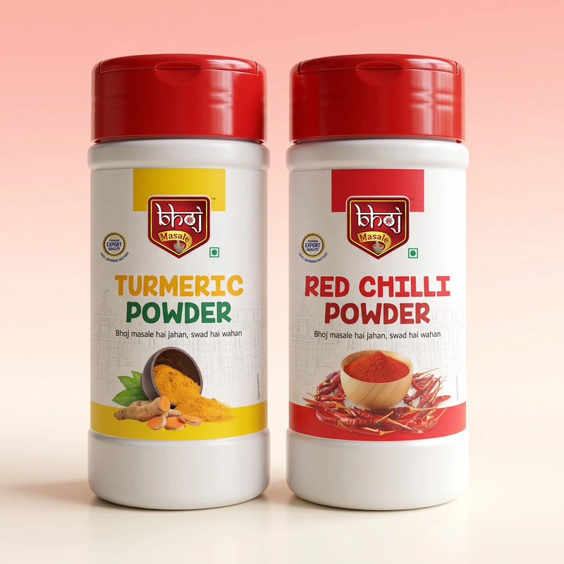 Turmeric (Haldi) Powder & Red Chilli (Laal Mirchi) Powder Combo 1kg (nt wt 2x450g) | The Perfect Balance of Colour Flavour