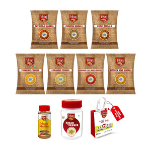 Bhoj Rakhi Special Box | 9 Bhoj Favourites + FREE Red Shopping Bag - Bhoj Masale