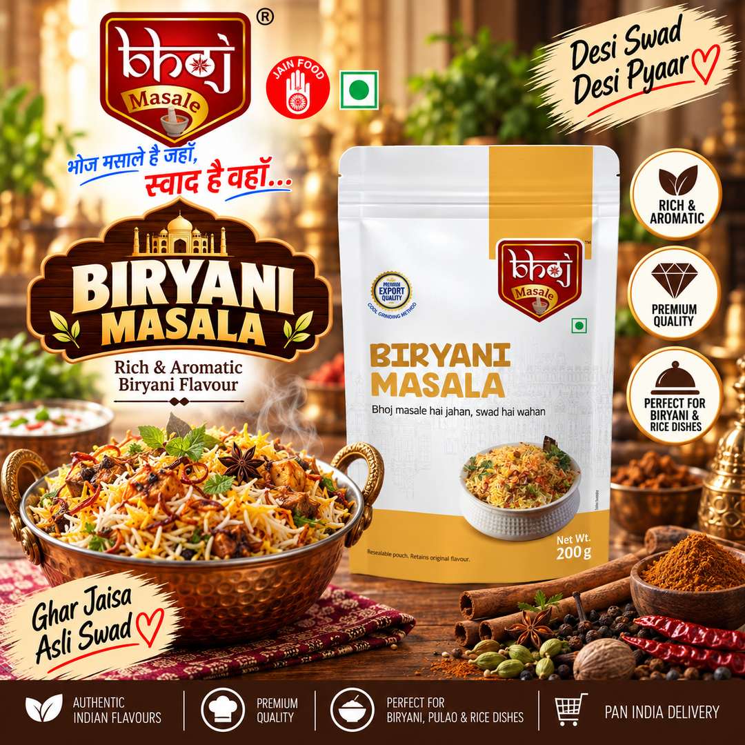 Biryani Masala 200g Zip Lock Pouch | Authentic Biryani Masala for Rich & Aromatic Biryani - Bhoj Masale