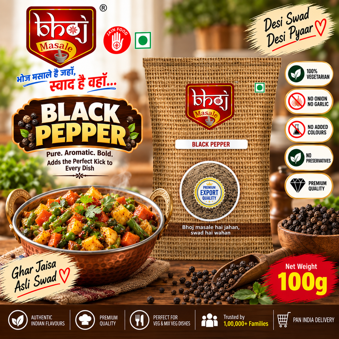 Black Pepper Powder 100g | Premium Kali Mirchi from Kerala - Bhoj Masale