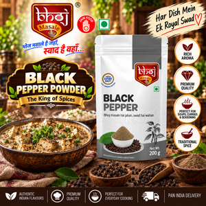 Black Pepper Powder (Kali Mirchi) 200g Zip Lock Pouch | The King of Spices - Bhoj Masale