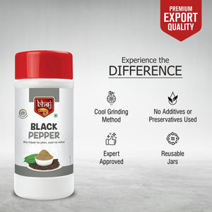 Black Pepper Powder ( Kali Mirchi)– PET JAR 500g (Net 450g) - Bhoj Masale