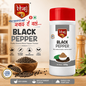 Black Pepper Powder PET Jar 500g (Net 450g) | Premium Malabar Kali Mirch Powder - Bhoj Masale