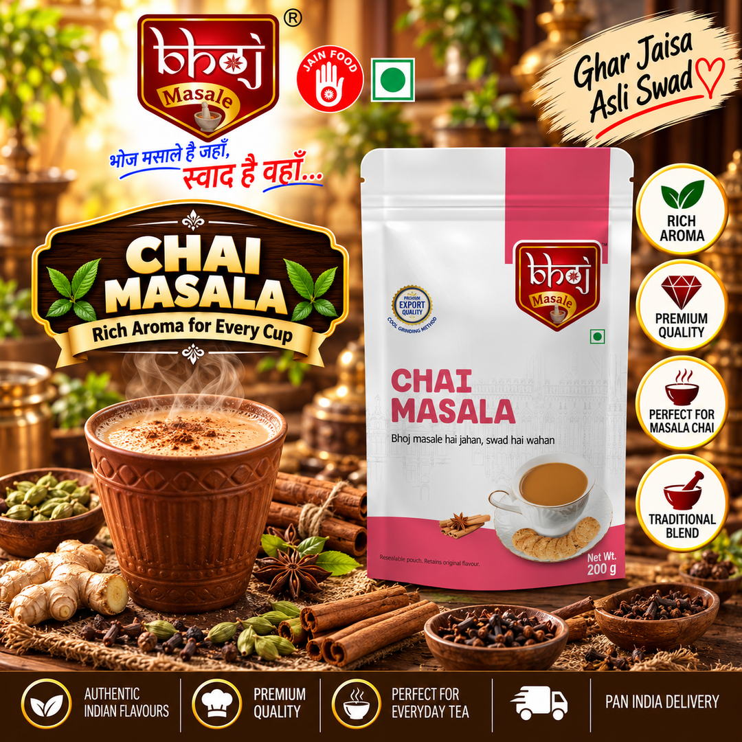 Chai Masala 200g Zip Lock Pouch | Inspired by Mumbai's Kadak Tapri Chai - Bhoj Masale