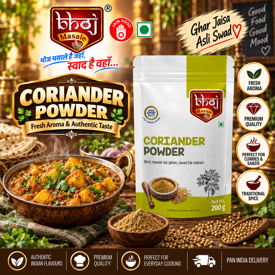 Coriander (Dhaniya) Powder 200g Zip Lock Pouch | The Foundation of Indian Cooking - Bhoj Masale
