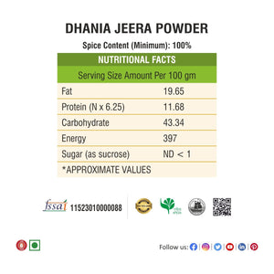 Dhaniya Jeera Powder 1KG ( Pack of 2 x 450 g net) - Bhoj Masale