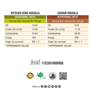 Kitchen King Masala & Royal Garam Masala - 1000g Combo Pack ( 2 x 450g net each) - Bhoj Masale