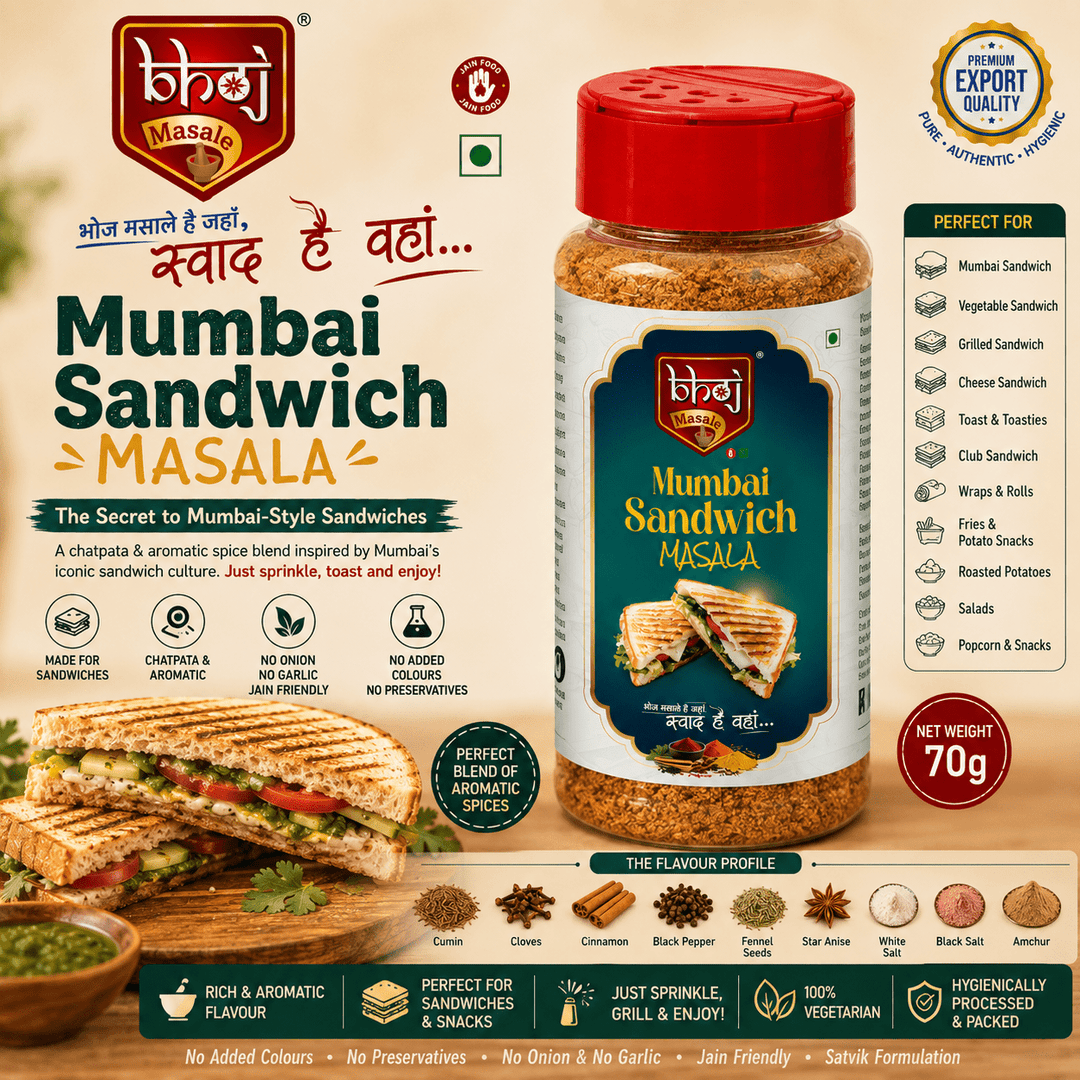 Mumbai Sandwich Masala 70g Sprinkler Jar | The Secret to Mumbai-Style Sandwiches - Bhoj Masale