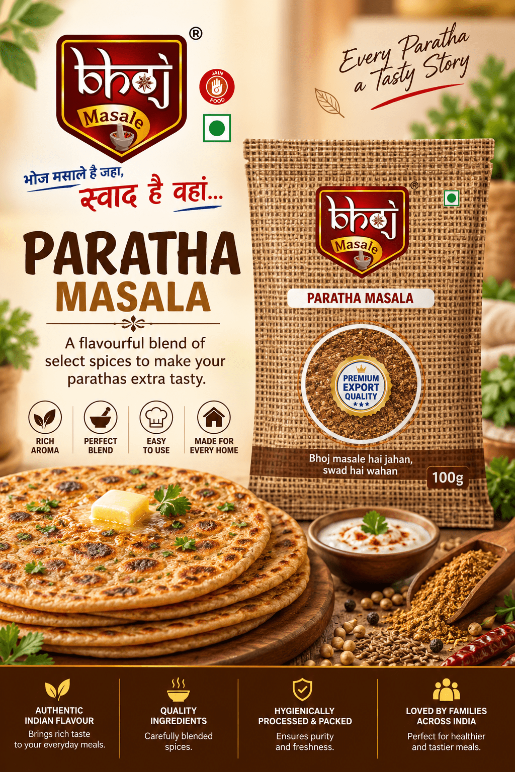 Paratha Masala 100g Pouch | The Hero of Every Paratha - Bhoj Masale