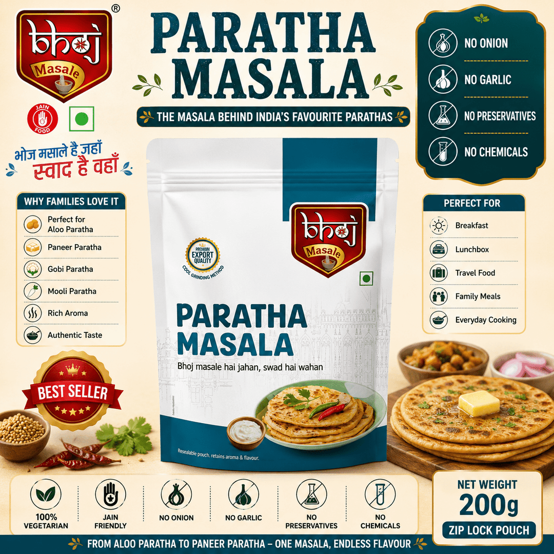 Paratha Masala 200g Zip Lock Pouch | Perfect for Aloo, Paneer & Stuffed Parathas - Bhoj Masale