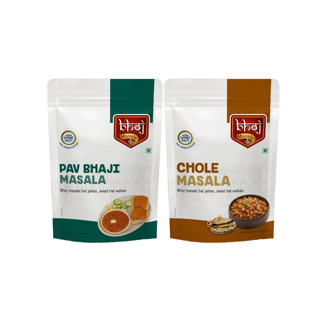 Pav Bhaji & Chole Masala Combo 400gm ( 2 x 200g each - Bhoj Masale