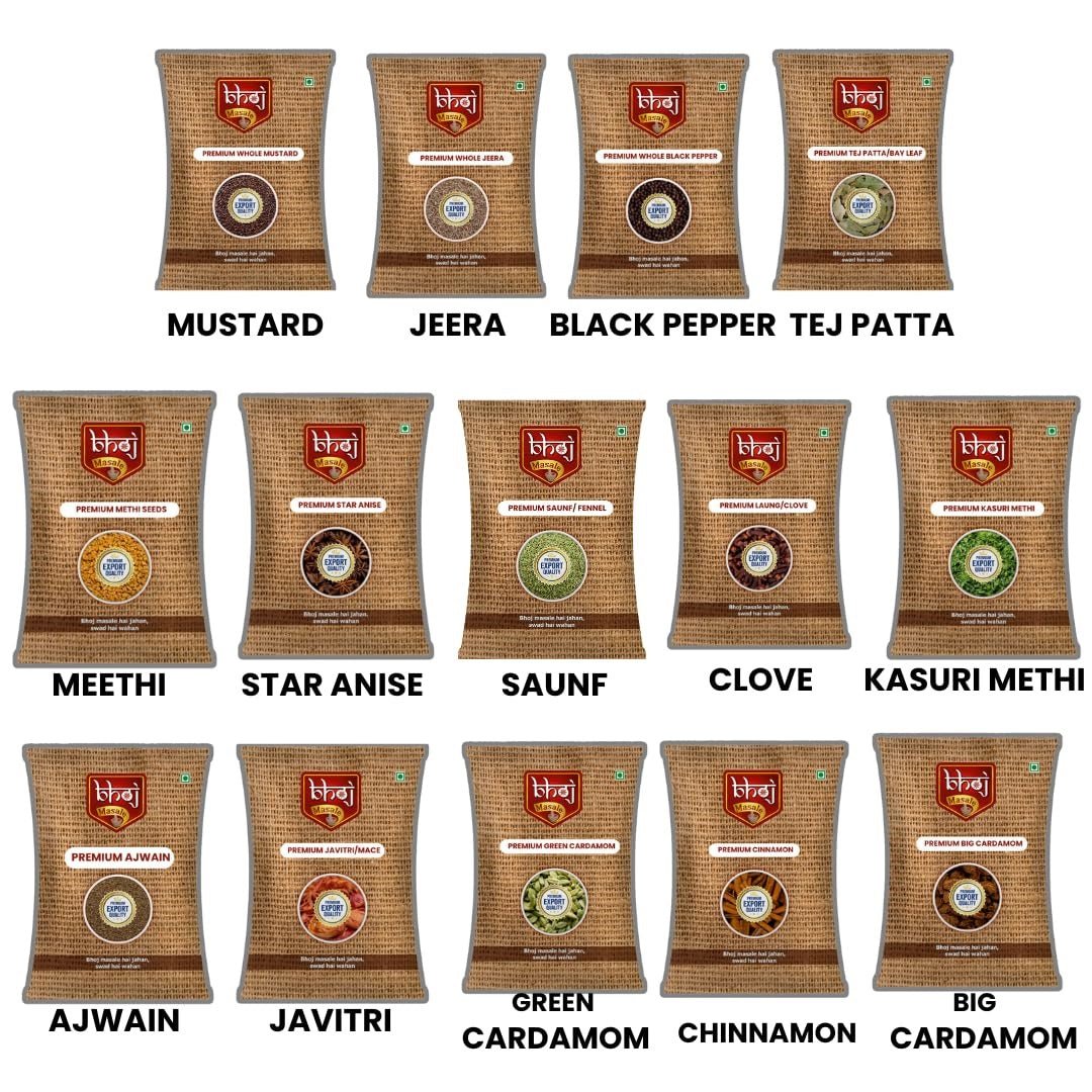 Premium Whole Spices Combon - 14 Variety (Sabut / Khade Masala) - Bhoj Masale