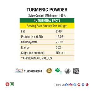 Turmeric Powder 1KG (Pack Of 2 x 450g net) - Bhoj Masale
